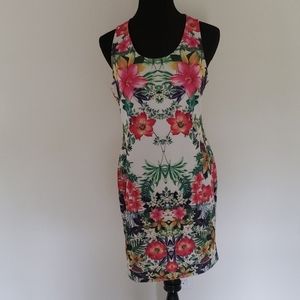Psychedelic Floral Body Con Dress